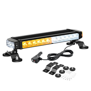 4-Side White & Amber Warning Light Bar with Magnetic Base - TAPAODU