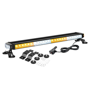 4-Side White & Amber Warning Light Bar with Magnetic Base - TAPAODU