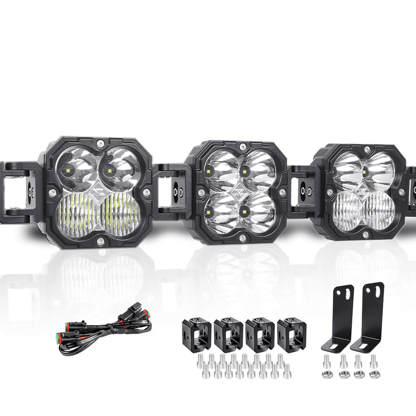 X-Linkable 21" 90W LED Light Bar - 3-Light Flood & Spot for Off-Road Trucks Tapaodu Designs-LED Lighting