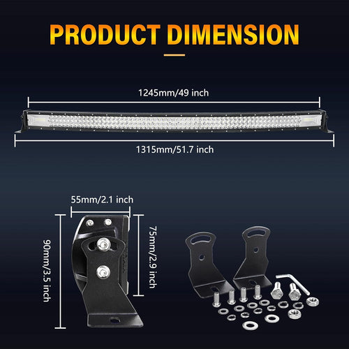 13-7D Series Curved LED Light Bar Triple Row 50" driving light - Tapaodu