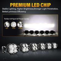 Tapaodu's 40" triple combo LED bar features 6 pods for spot, flood & wide beams. IP67 rated and linkable for ultimate off-road lighting.