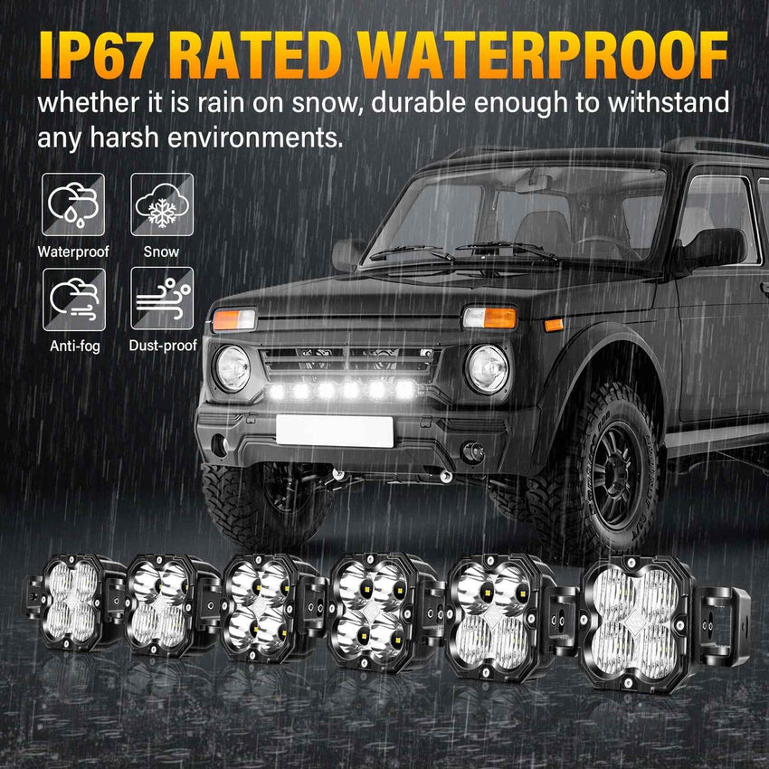 Tapaodu's 40" triple combo LED bar features 6 pods for spot, flood & wide beams. IP67 rated and linkable for ultimate off-road lighting.