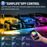7 Inch Jeep Wrangler RGB LED Headlights - Bluetooth APP Controlled Color Changing Front Lights