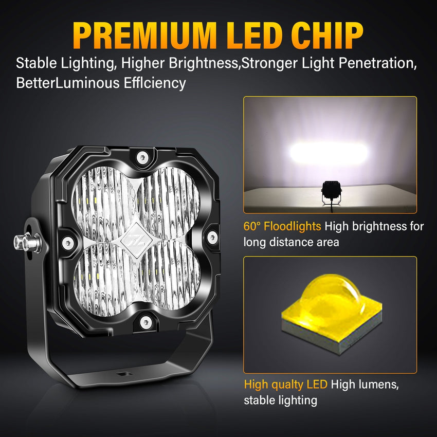 4.5-Inch Pod Light flood beam Tapaodu Designs-LED Lighting