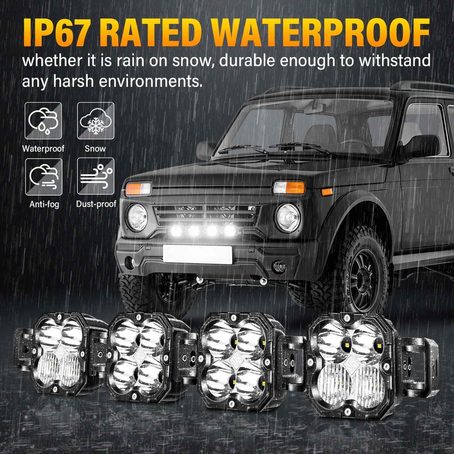 X-Linkable 28" 120W Off-Road LED Light Bar – 4-Light High Lumen Combo Beam, IP67 Waterproof Tapaodu Designs-LED Lighting