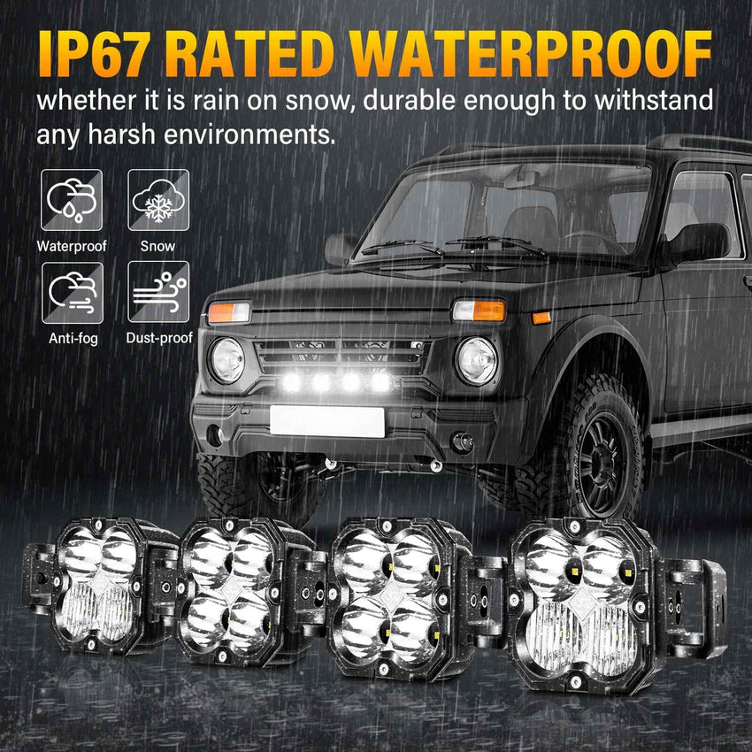 X-Linkable 28" 120W Off-Road LED Light Bar – 4-Light High Lumen Combo Beam, IP67 Waterproof Tapaodu Designs-LED Lighting