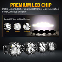 X-Linkable 28" 120W Off-Road LED Light Bar – 4-Light High Lumen Combo Beam, IP67 Waterproof Tapaodu Designs-LED Lighting