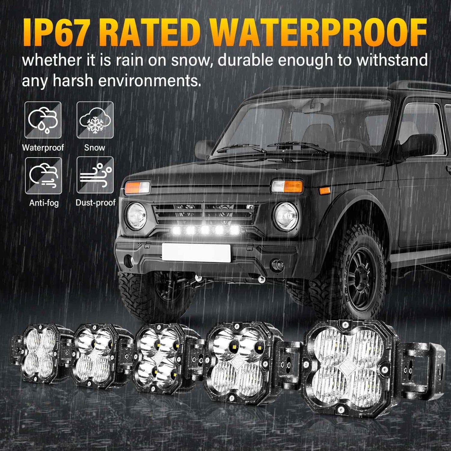 X-Linkable 34" 150W Off-Road LED Light Bar – 5-Light High Output Combo Beam, IP67 Waterproof Tapaodu Designs-LED Lighting