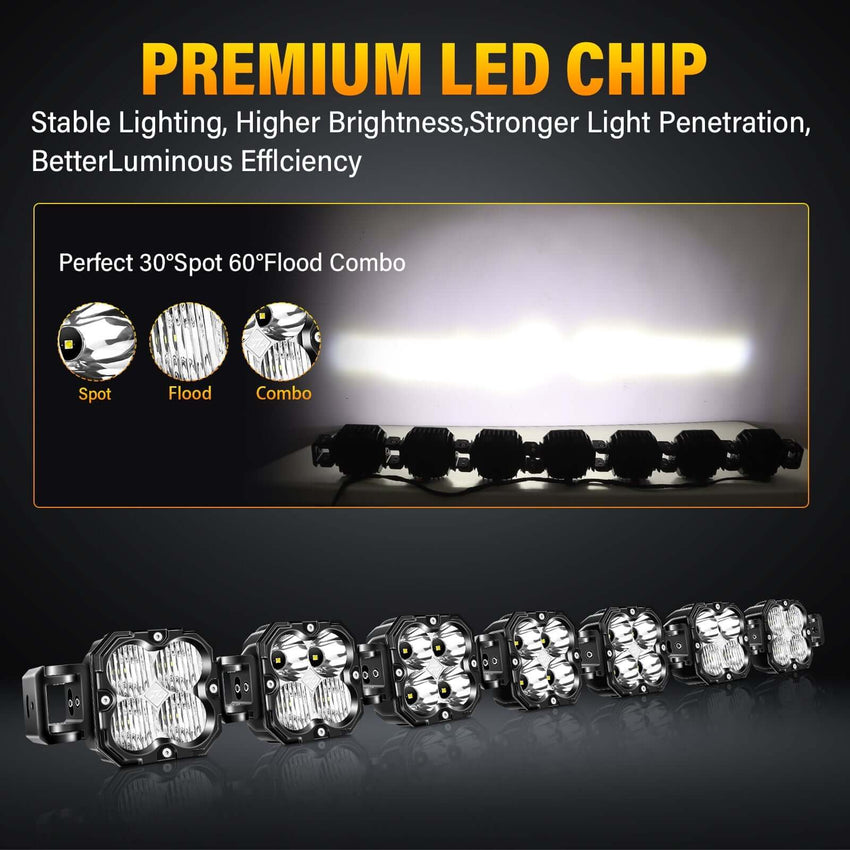 X-Linkable 46" 210W Ultra-Bright LED Light Bar –7-Light Dual Optic Combo, IP67 Rated Tapaodu Designs-LED Lighting