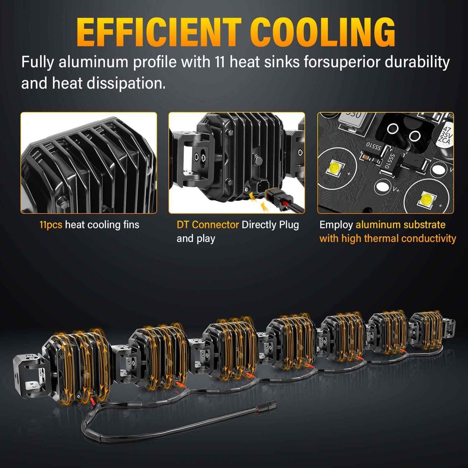 X-Linkable 46" 210W Ultra-Bright LED Light Bar –7-Light Dual Optic Combo, IP67 Rated Tapaodu Designs-LED Lighting