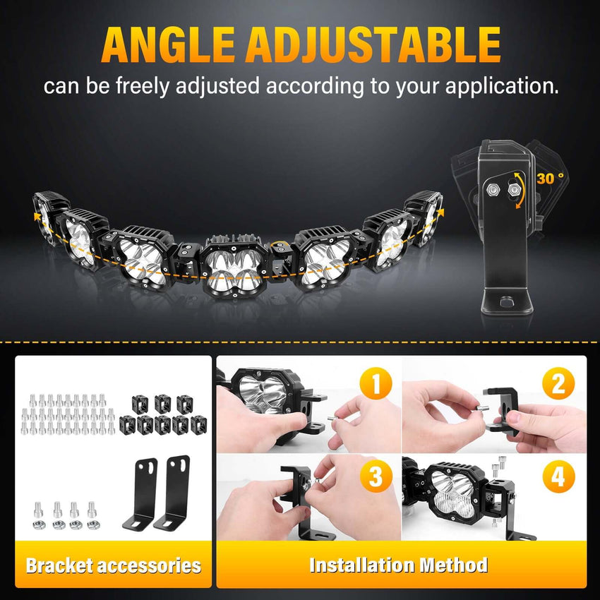 X-Linkable 46" 210W Ultra-Bright LED Light Bar –7-Light Dual Optic Combo, IP67 Rated Tapaodu Designs-LED Lighting