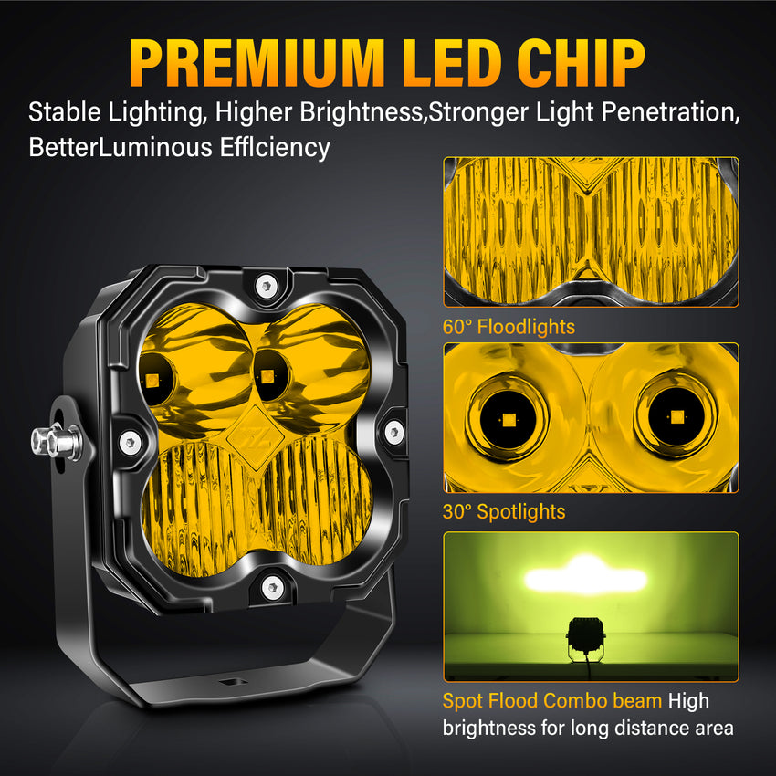 Amber 4.5-Inch Pod Light combo beam