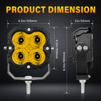 Amber 4.5-Inch Pod Light Spot beam