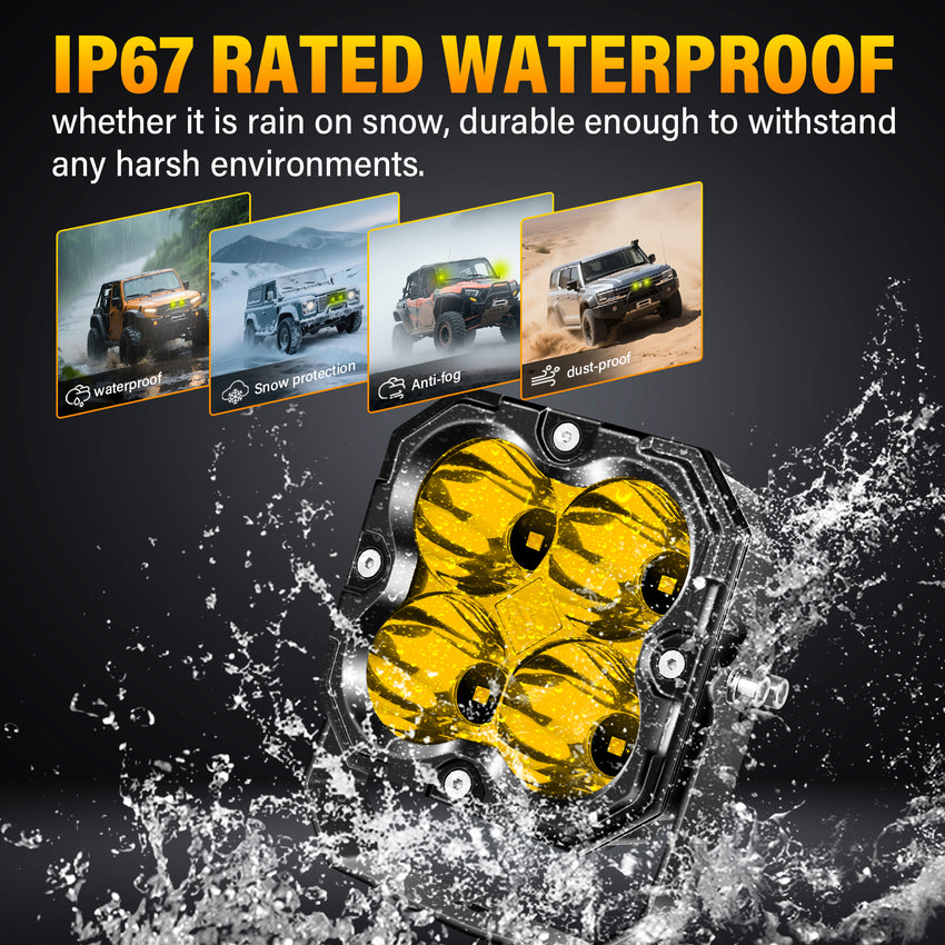 Amber 4.5-Inch Pod Light Spot beam
