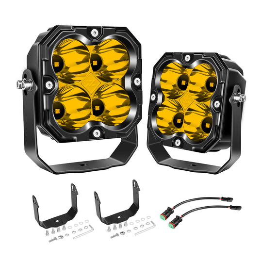 Amber 4.5-Inch Pod Light Spot beam