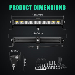 Journey Series 12" 30W Single Row Slim LED Light Bar DT Connector Tapaodu Designs