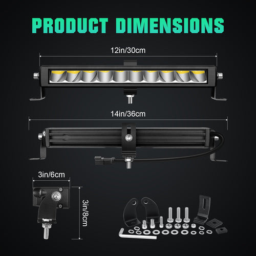 Journey Series 12" 30W Single Row Slim LED Light Bar DT Connector Tapaodu Designs